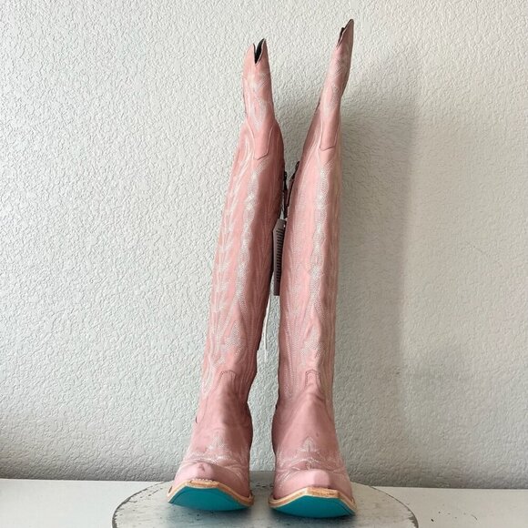 Lane LEXINGTON Over the Knee Womens Cowboy Boots 8.5 Pink Western Cowgirl Tall - Picture 8 of 16